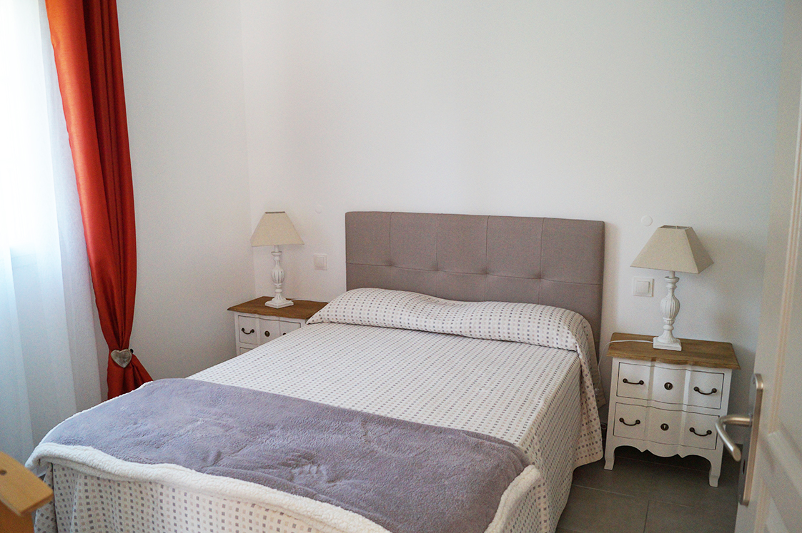 The bedroom of the apartment: 'The Pyrenees'